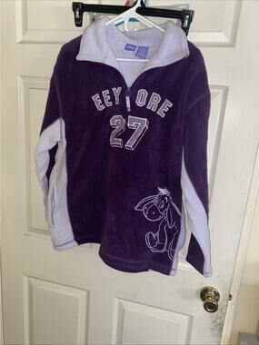 VINTAGE Disney Store Sweatshirt Womens 14W/16W Purple Eeyore Fleece Pullover